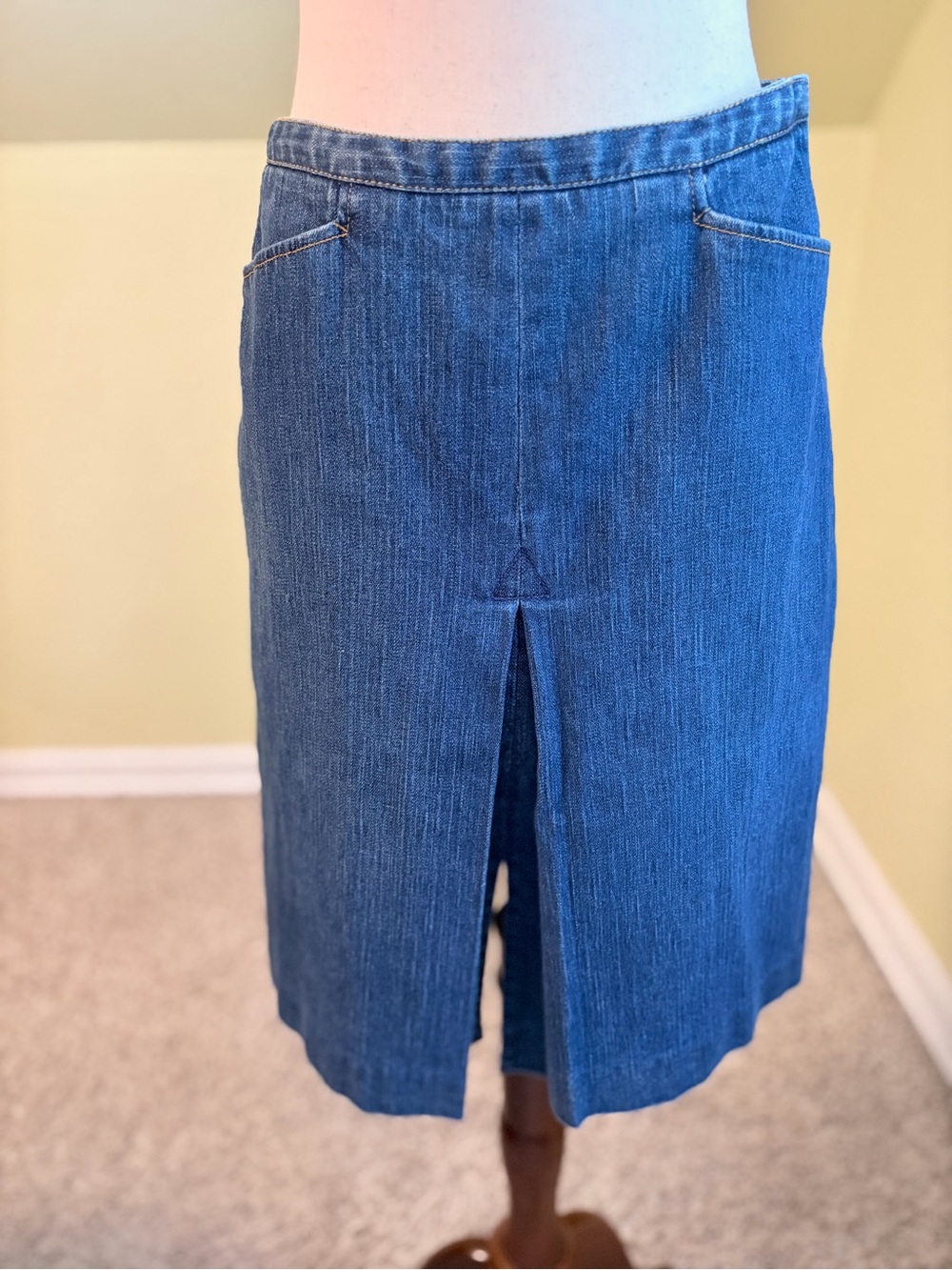Talbots Vintage 1990’s Denim Jean Skirt 6 Petite Stretch Cottagecore